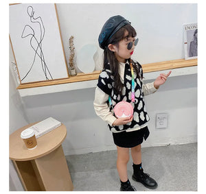 Kids Shoulder Bag Cross-Body Pack Round Adjustable Wide Strap Rainbow Donut