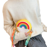 Kids Shoulder Bag Cross-Body Pack Round Adjustable Wide Strap Rainbow Donut