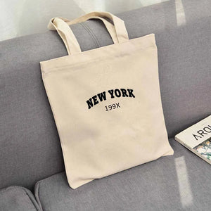 90s Bags Tote Bag Canvas Vintage York Print Canvas Shopping Bag