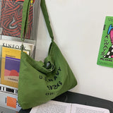 90s Canvas Oversized Slouchy Bag Y2k Stylish School Laptop Handbag