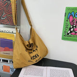 90s Canvas Oversized Slouchy Bag Y2k Stylish School Laptop Handbag