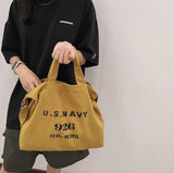 90s Canvas Oversized Slouchy Bag Y2k Stylish School Laptop Handbag