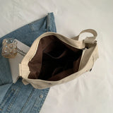 90s Y2K School Book Crossbody Bag Canvas Embroidery Hobo Slouchy Shoulder Bag