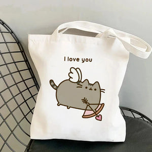 90s Female Cat Bag Women Shopping Bag Gothic Shopper Bag Canvas Shoulder Bag