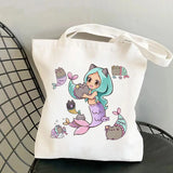 90s Female Cat Bag Women Shopping Bag Gothic Shopper Bag Canvas Shoulder Bag