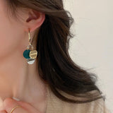 925 Silver Geometric Distortion Circle Earrings Ins Green Mori Long Earrings