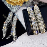 925 Silver Needle Triangle Tassel Earrings Night Store Style