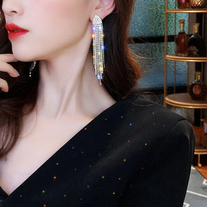 925 Silver Needle Triangle Tassel Earrings Night Store Style