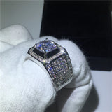 2 Carats Diamond Ring for Men 925 Silver