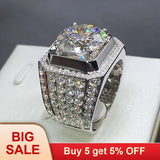 2 Carats Diamond Ring for Men 925 Silver