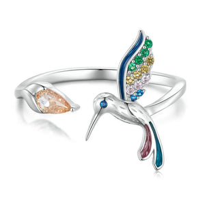 925 Silver Colorful Dragonfly Bracelet Ring Set