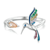 925 Silver Colorful Dragonfly Bracelet Ring Set