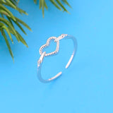 925 Silver Heart Frame Finger Chain Ring Engagement Wedding Valentine Bague