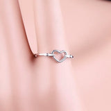 925 Silver Heart Frame Finger Chain Ring Engagement Wedding Valentine Bague