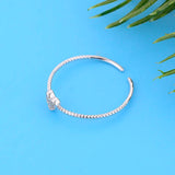 925 Silver Heart Zircon Chain Ring for Girls