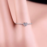 925 Silver Heart Zircon Chain Ring for Girls