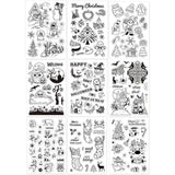 9 Mixed Theme Silicone Clear Stamps Christmas Skiing Halloween Animal Seal