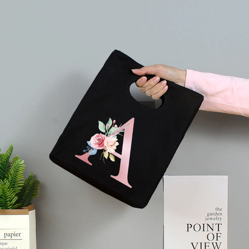 Portable Lunch Bag Cotton Picnic Food Bag Women Small Tote Style