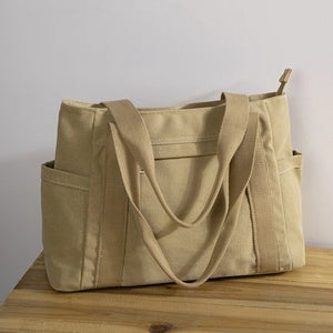 Large Women Canvas Tote Bag with Zipper