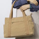 Large Women Canvas Tote Bag with Zipper