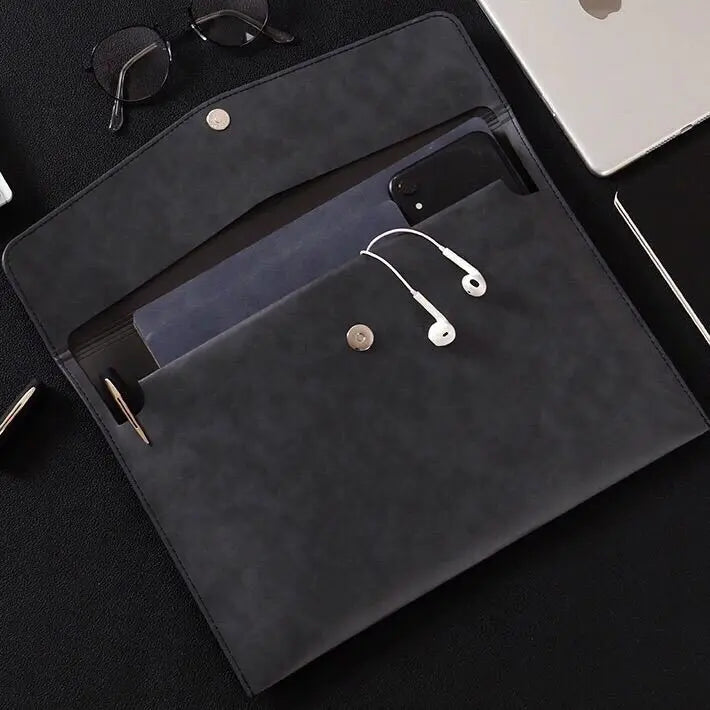 A4 PU Leather Business File Folder Large-capacity Organizer