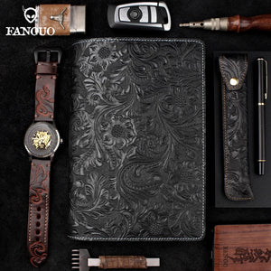 A5 Vintage Leather Notebook Cowskin Cover Business Travel School