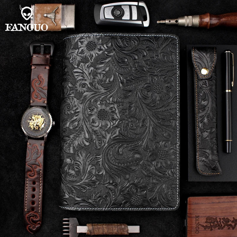 A5 Vintage Leather Notebook Cowskin Cover Business Travel School