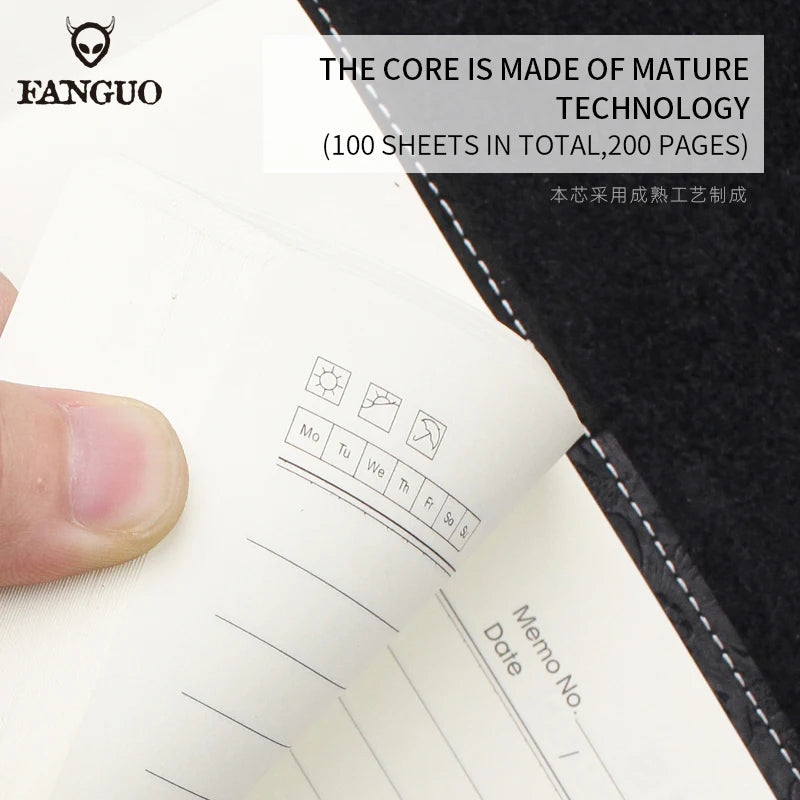 A5 Vintage Leather Notebook Cowskin Cover Business Travel School