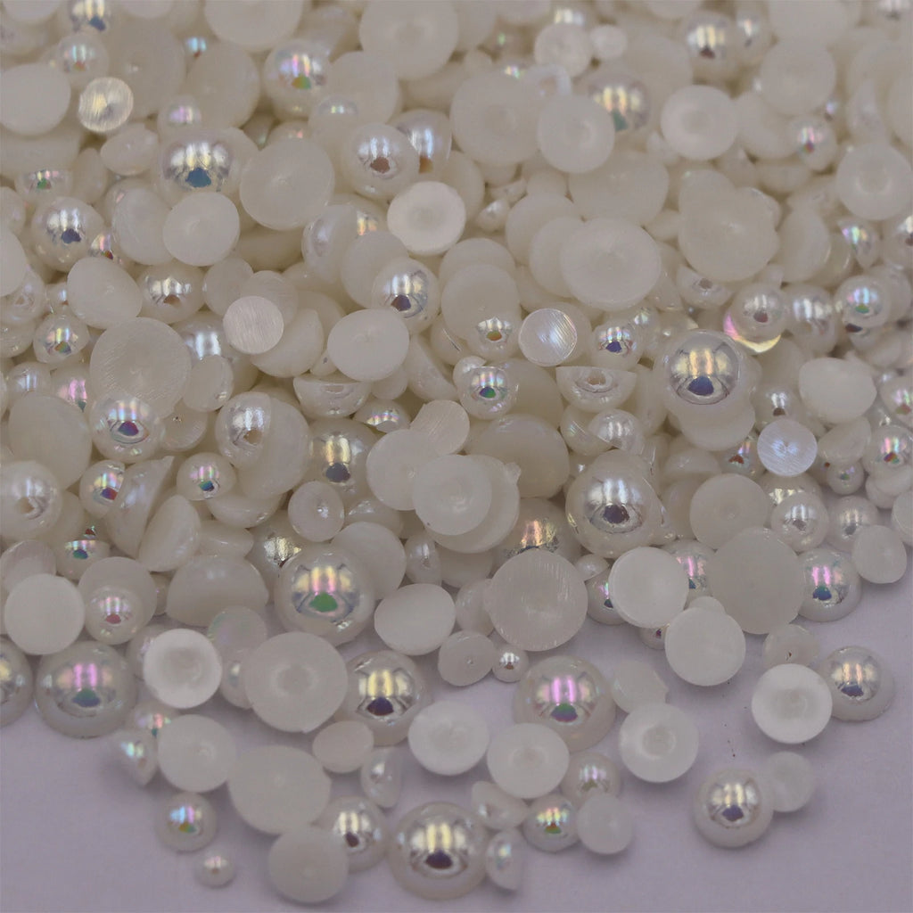 AB Pearls Half Round Resin Scrapbook Beads Flatback Plastic Glitters DIY