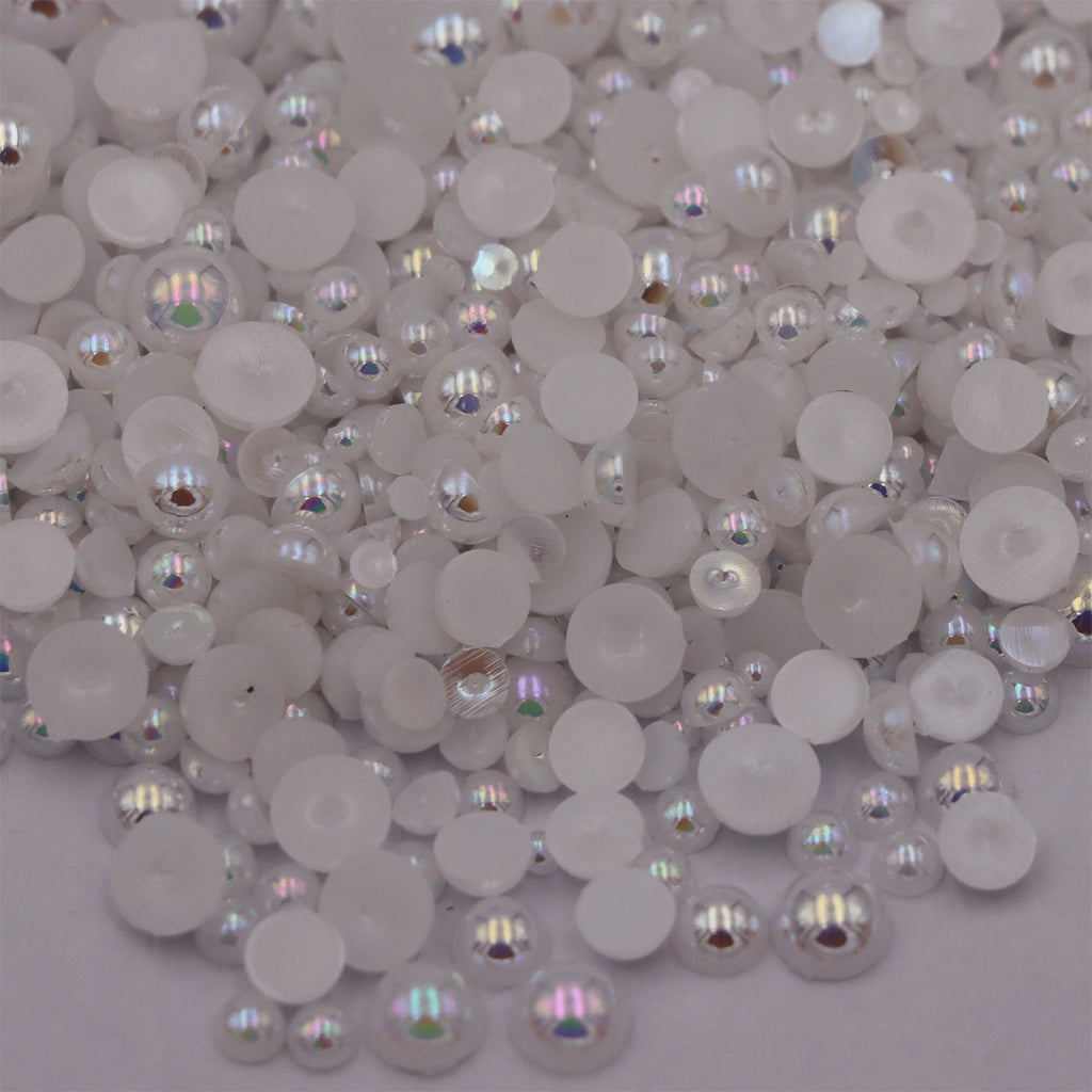 AB Pearls Half Round Resin Scrapbook Beads Flatback Plastic Glitters DIY