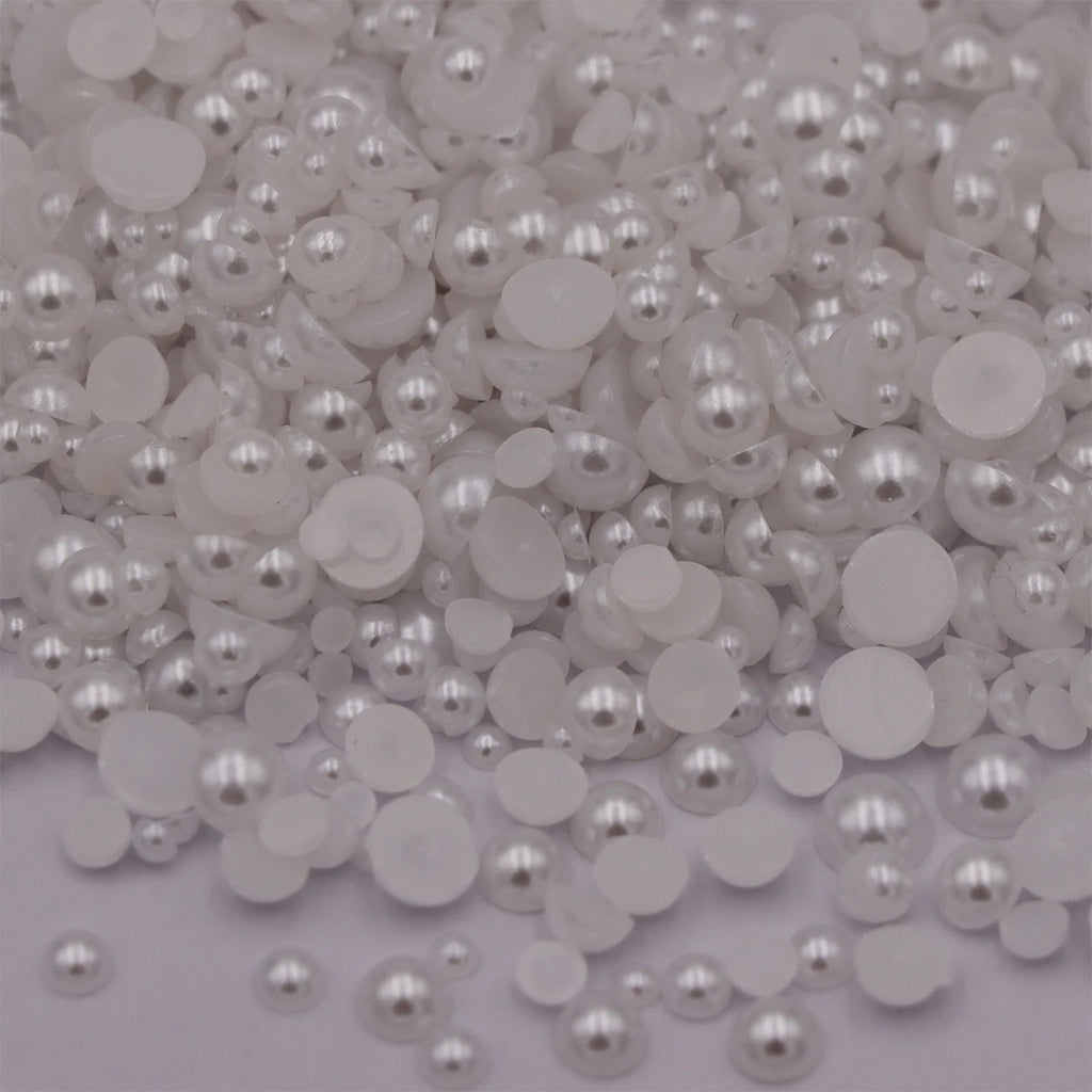 AB Pearls Half Round Resin Scrapbook Beads Flatback Plastic Glitters DIY