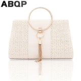 Designer Straw Clutch Bag Tassel Female Shoulder Wedding Party Evening Handbag