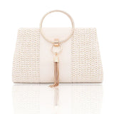 Designer Straw Clutch Bag Tassel Female Shoulder Wedding Party Evening Handbag