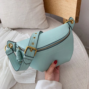 Designer Leather Waist Belt Bag for Women Large Capacity Chest Bag