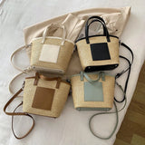Summer Rattan Shoulder Bag for Women Travel Beach Casual Tote Woven Bag