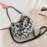Leopard Velvet Winter Shoulder Bag Large Capacity Crossbody Handbag