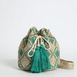 Women's Bucket Straw Bag with Tassel Shoulder Bag