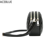 Plaid PU Leather Crossbody Shoulder Bag Zipper Small Messenger Purse