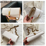 Women Shoulder Bags Chain Messenger Bags Horizontal Pu Leather Bag