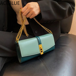Women Shoulder Bags Chain Messenger Bags Horizontal Pu Leather Bag
