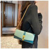 Women Shoulder Bags Chain Messenger Bags Horizontal Pu Leather Bag