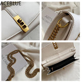 Women Shoulder Bags Chain Messenger Bags Horizontal Pu Leather Bag