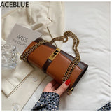 Women Shoulder Bags Chain Messenger Bags Horizontal Pu Leather Bag
