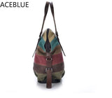 Striped Womens Handbag Patchwork Rainbow Shoulder Bag Casual Crossbody Bag
