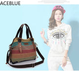 Striped Womens Handbag Patchwork Rainbow Shoulder Bag Casual Crossbody Bag