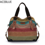 Striped Womens Handbag Patchwork Rainbow Shoulder Bag Casual Crossbody Bag