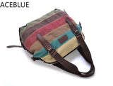 Striped Womens Handbag Patchwork Rainbow Shoulder Bag Casual Crossbody Bag