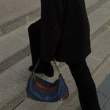 Vintage Chain Underarm Denim Shoulder Bag for Women