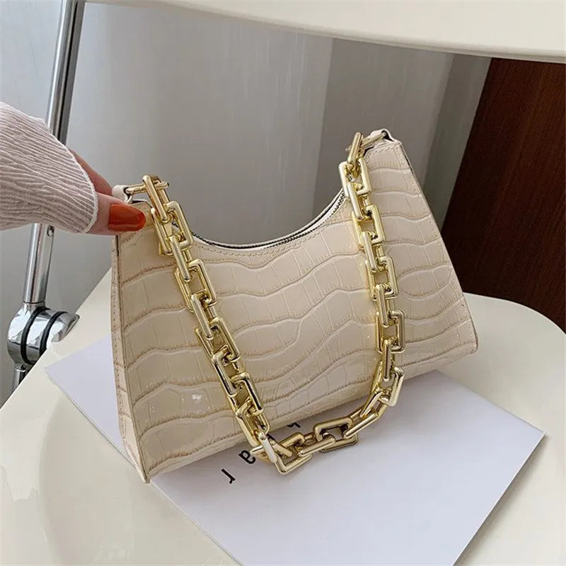 Women's Underarm Handbag Shoulder Bag with Big Chains