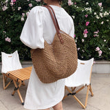 Bohemian Summer Straw Beach Tote Bag Hand-woven Women's Shoulder Handbag